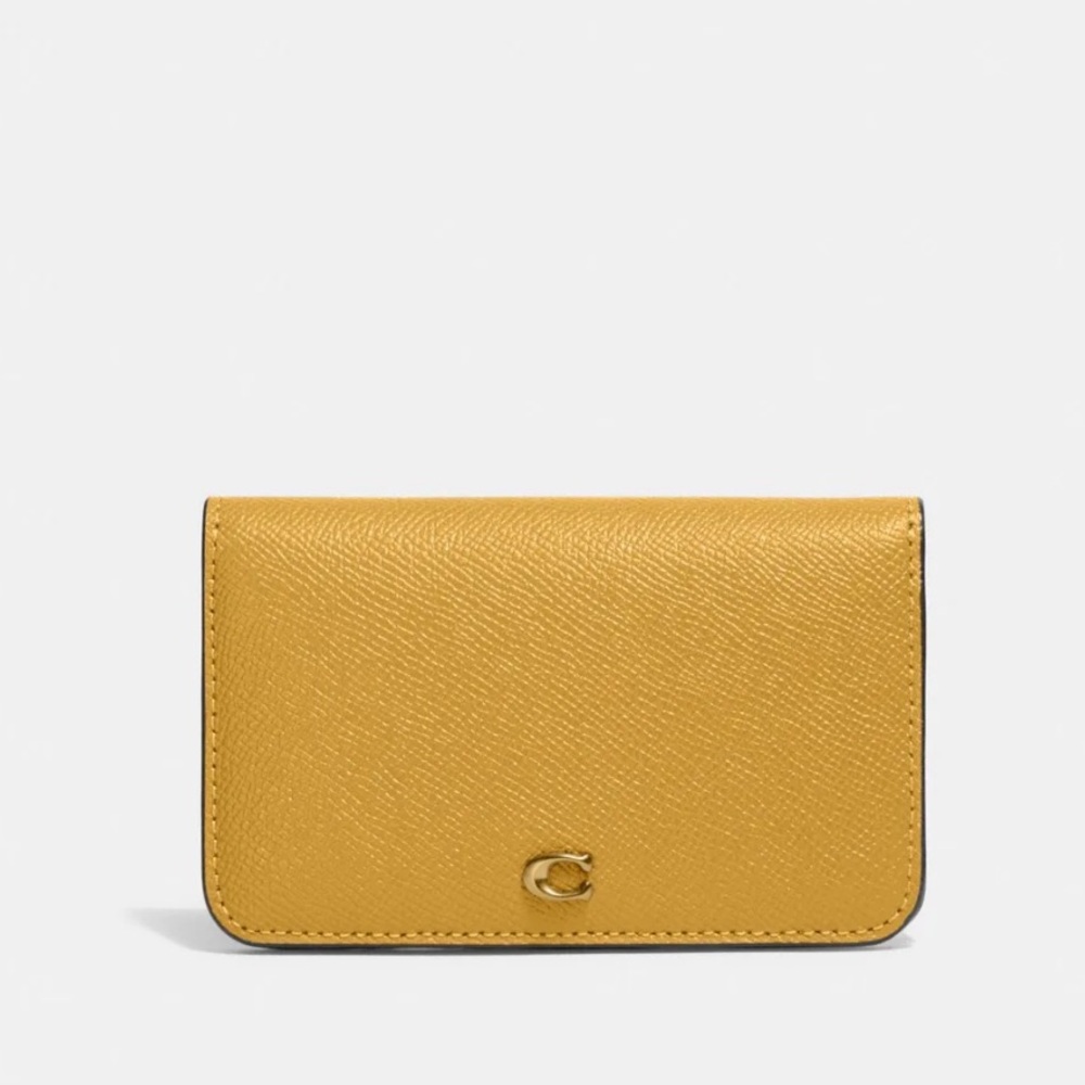 Coach slim card case wallet yellow gold